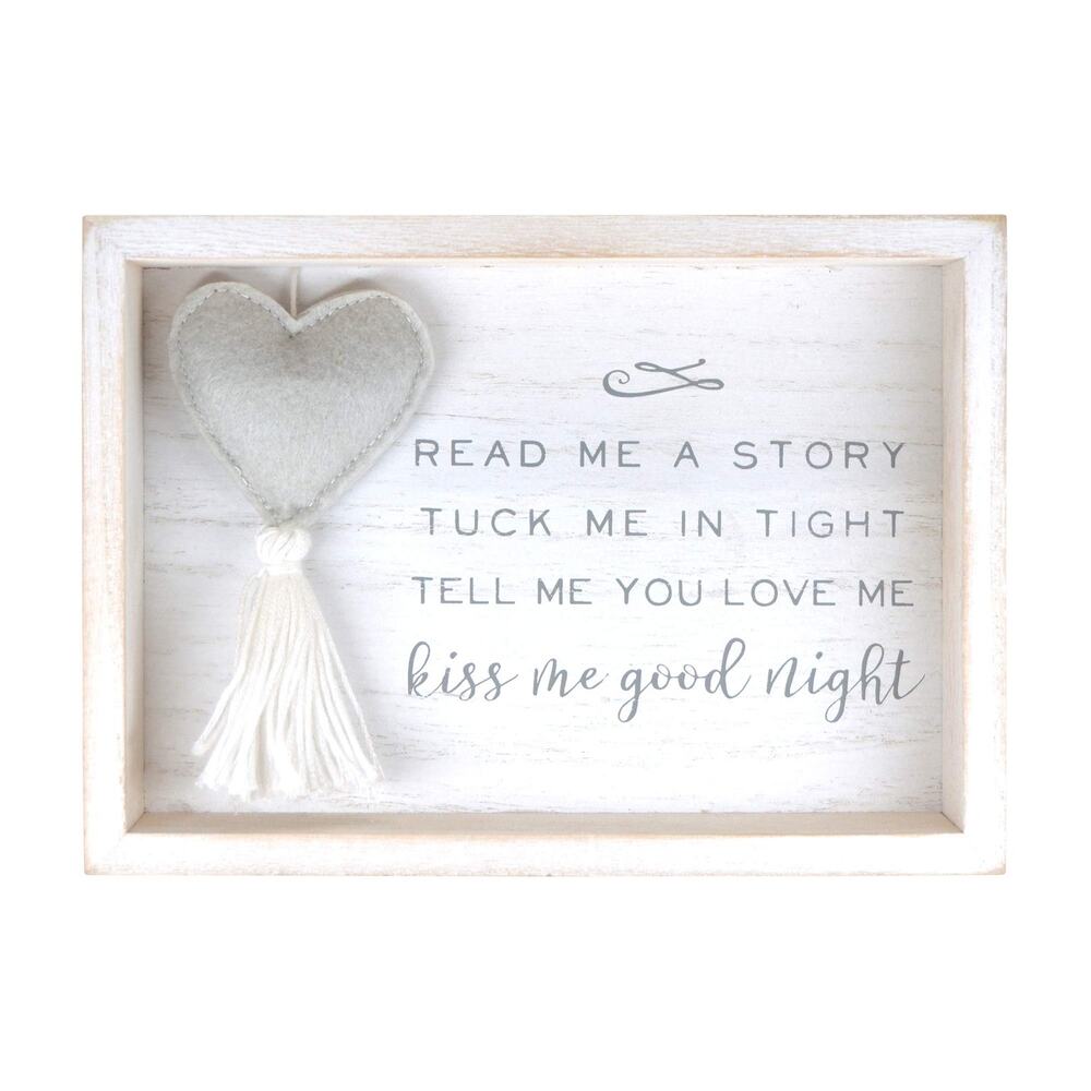PRINZ Le Petit Kiss Me Goodnight Plush Heart Decorative Nursery Wall Plaque 5x7"